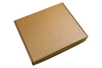 Close up of brown cardboard box isolated on white background.