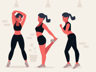 Vector woman working out