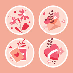 Vector romantic stickers