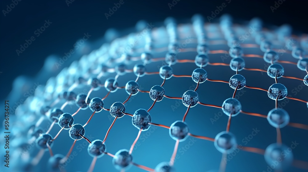Poster a detailed macro view of a nanotechnology molecule fiber, showcasing the intricate structure and con