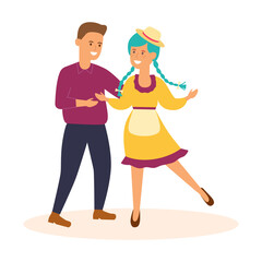 Dancing cheerful people on a white background. Vector illustration.