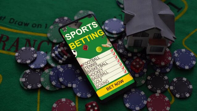 smartphone with sports betting, casino, toy house
