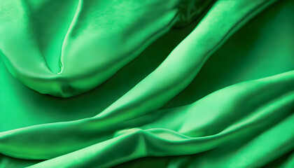Vibrant green Silk Fabric green colorSilk, Ai generated 