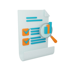 Check list with graph illustration 3D rendering icon isolated, perfect for business presentation
