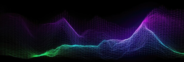 Purple Green Purple A Digital Representation Of Sound Waves In An Array Of Colors Background. Generative AI
