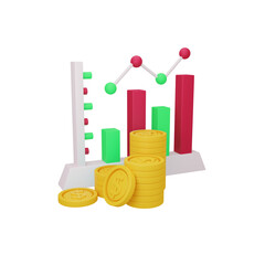 Graph illustration 3D rendering icon isolated, perfect for business presentation
