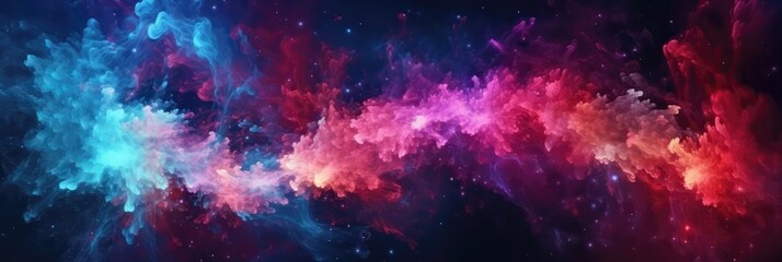 Fototapeta na wymiar Red Blue Purple Space , Panoramic Background. Generative AI