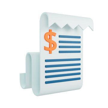 Invoice document paper 3D rendering icon isolated, perfect for business presentation
