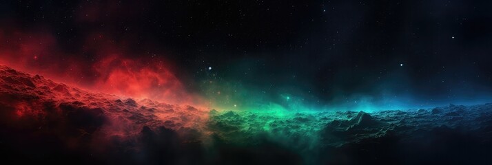 Red Green Blue Space , Panoramic Background. Generative AI