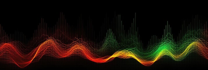 Red Green Orange A Digital Representation Of Sound Waves In An Array Of Colors Background. Generative AI