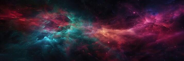 Red Green Purple Space , Panoramic Background. Generative AI