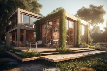 Eco-friendly homes powered by solar. Generative AI