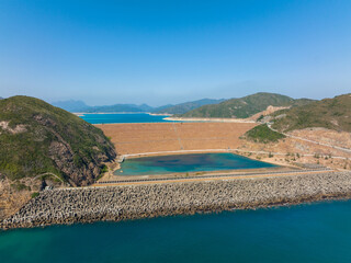Top view of Hong Kong Sai kung high island reservoir