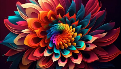 Kaleidoscopic Abstract Floral Explosion, Dazzling Hues, Radiant Display, High-Resolution 8K Art. Generative AI