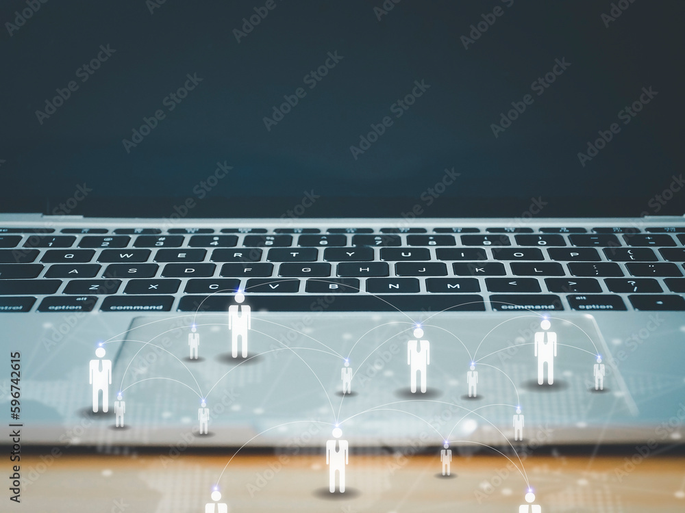 Poster global social networking technology connecting information of people from all over the world through