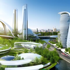 Eco-friendly city of the future created with Generative AI Tecnology