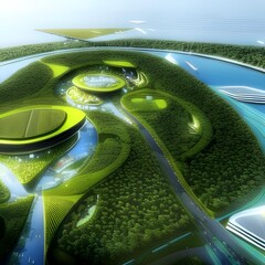 Eco-friendly city of the future created with Generative AI Tecnology
