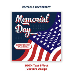 Memorial Day - Remember and Honor Poster. Usa memorial day celebration. USA American wave flag Happy 4th of July background. Independence day Banner holiday in United States of America. 