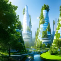 Eco-friendly city of the future created with Generative AI Tecnology