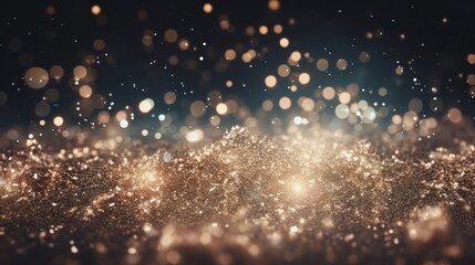 Obraz na płótnie Canvas Glitter lights background. Gold and blue particles. Generative AI 