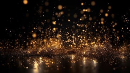Glitter lights background. Gold and blue particles. Generative AI 