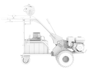 Cultivator machine isolated on transparent background. 3d rendering - illustration