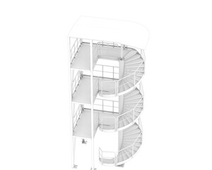 Fototapeta na wymiar Spiral staircase isolated on transparent background. 3d rendering - illustration