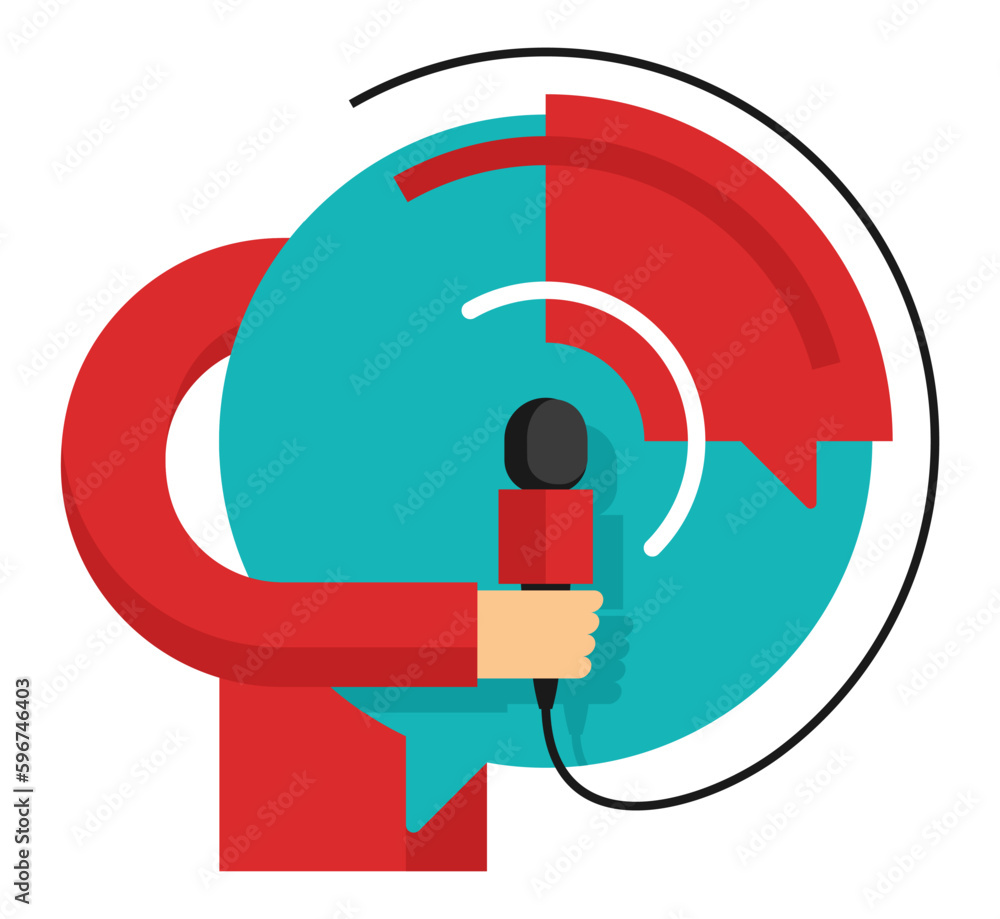 Poster media interview - microphone and speech bubble