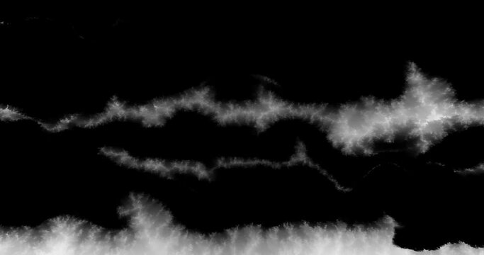 Trails of horizontal black ink lines. Luma mask element. Horizontal growing lines.