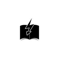  Book with lightning bolt icon isolated on white background  