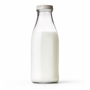 Milk bottle isolated on white background, Generative AI
