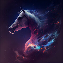 Naklejka na ściany i meble Beautiful white unicorn in space. Fantasy and dreamy design.