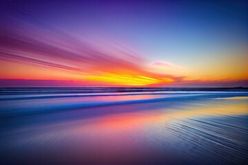 Obraz premium panning shot of a colorful sunrise, with long exposure and slow shutter speed, created with generative ai