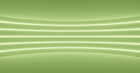 3d illustration of a white room with green neon light on the wall.