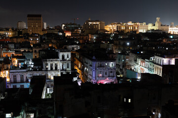Night view of Havana skyline in Cuba