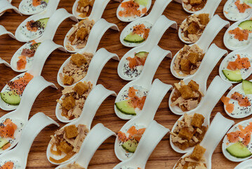 plateau de mise en bouche lors d'un cocktail