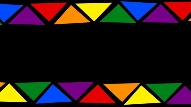 LGBTQ pride month border and frame Animation,animated frame for video editing,Rainbow frame LGBTQ pride month, Rainbow cinematic frame border Seamless Animation.
