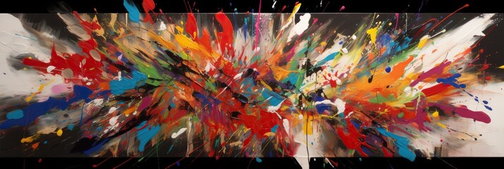 An energetic explosion of paint splatters and drips, resulting in a lively and abstract expression of creativity, concept of Dynamic motion, created with Generative AI technology