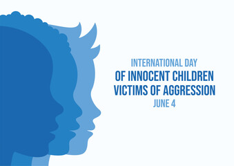 International Day of Innocent Children Victims of Aggression vector illustration. Child face in profile silhouette vector. June 4 every year. Important day