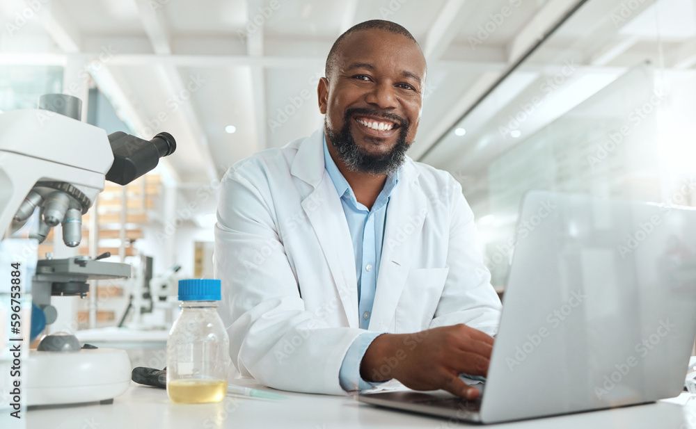 Poster my client is going to be happy with their results. shot of a handsome mature scientist sitting alone