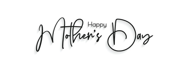 Happy Mother's Day Typography. Hand drawn modern vector calligraphy. Simple inscription with swashes, wavy lettering text. 14 May International Mom day greeting card banner template