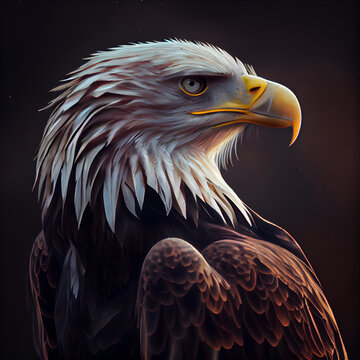 eagle portrait on dark background. 3d illustration. vintage style