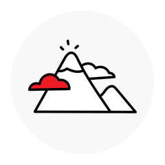 Fototapeta na wymiar Mountain with Cloud Icon. Scalable Solution. Verified Cloud Services. Successful Hosting. Vector icon with editable stroke.