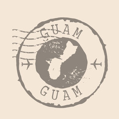 Fototapeta premium Stamp Postal of Guam. Map Silhouette rubber Seal. Design Retro Travel. Seal Map of Guam grunge for your design. EPS10