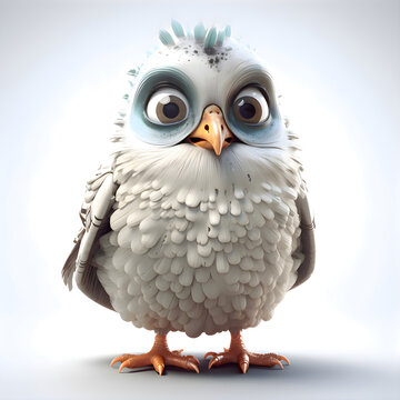 Cute owl isolated on white background. 3D illustration. Series