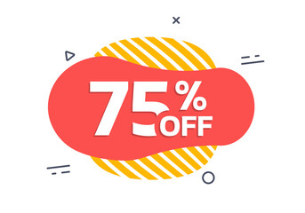 Sale badge, sticker or label. 75 percent price off liquid shape design. Discount, promotion abstract banner template. Vector illustration. 