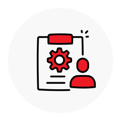 Performance Tracking and Reporting icon. Clipboard with a bar graph and a profile icon. Vector icon with editable stroke. Vector icon with editable stroke.