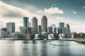 Fototapeta na wymiar City skyline of Boston with its iconic waterfront and financial district. Generative AI