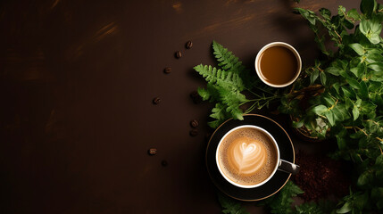 cup of coffee with leaves