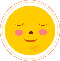 Cute sun flat vector illustration. Yellow childish sunny emoticon collection. Smiling sun with sunbeams cartoon character isolated on white background. Tshirt print design element.